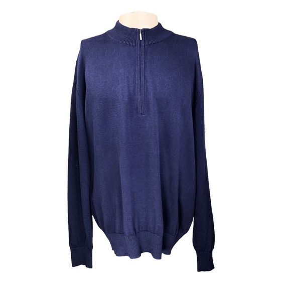 Turtleson Pima Cotton Golf Pullover XL Quarter Zip Navy Preppy Coastal - Picture 1 of 9